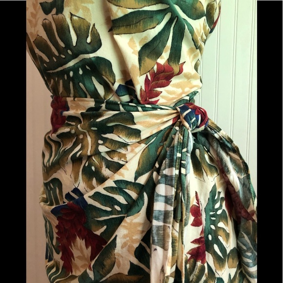 **SOLD** Hilo Hattie Floral Faux Wrap Sarong Dress Sz L - Picture 6 of 10